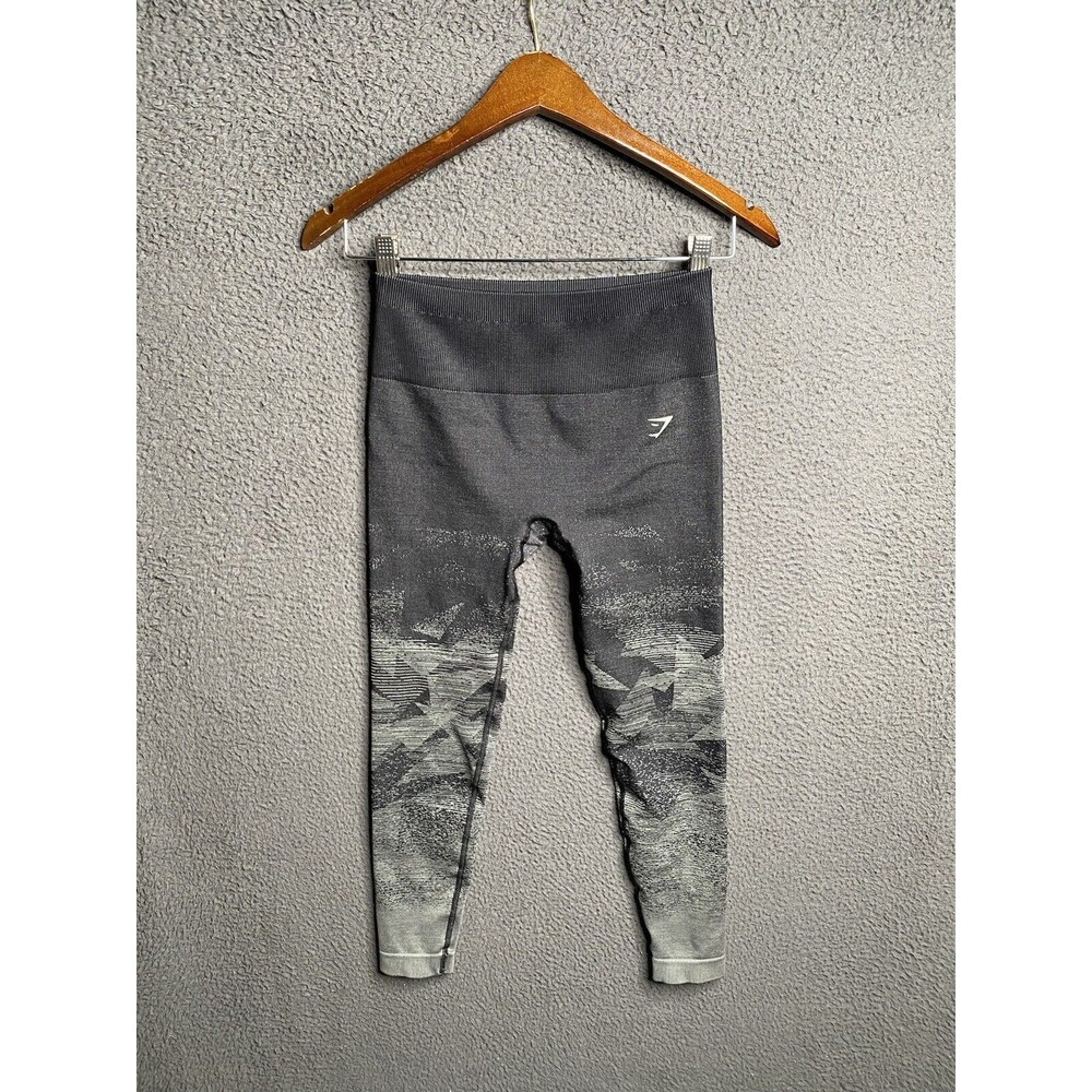 Gymshark Leggings Adapt Seamless High Rise Black Gray Gradient Geo Medium 24x23